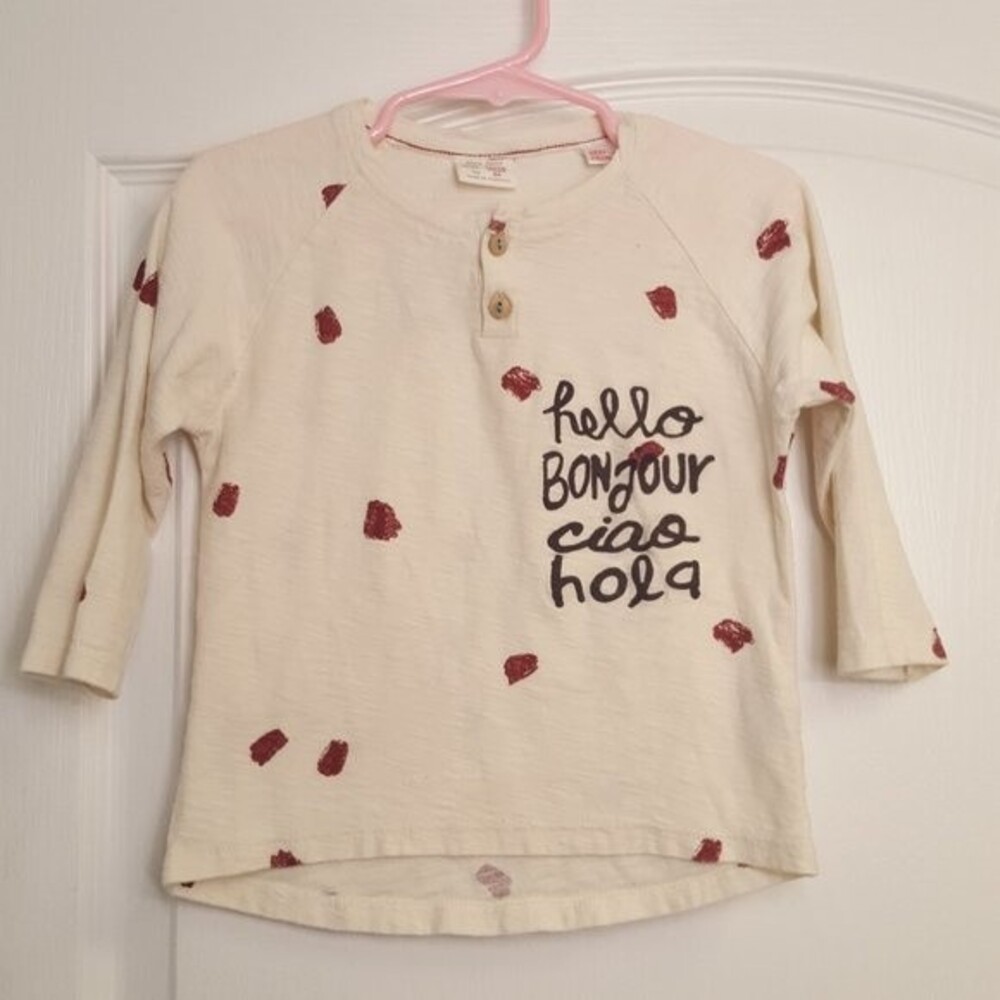 Zara Baby Henley Shirt Hello Dot